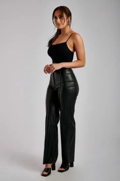 WNT Two Piece Sets Scout Faux Leather Piped Pants - Black 13 WNT Two Piece Sets Scout Faux Leather Piped Pants - Black