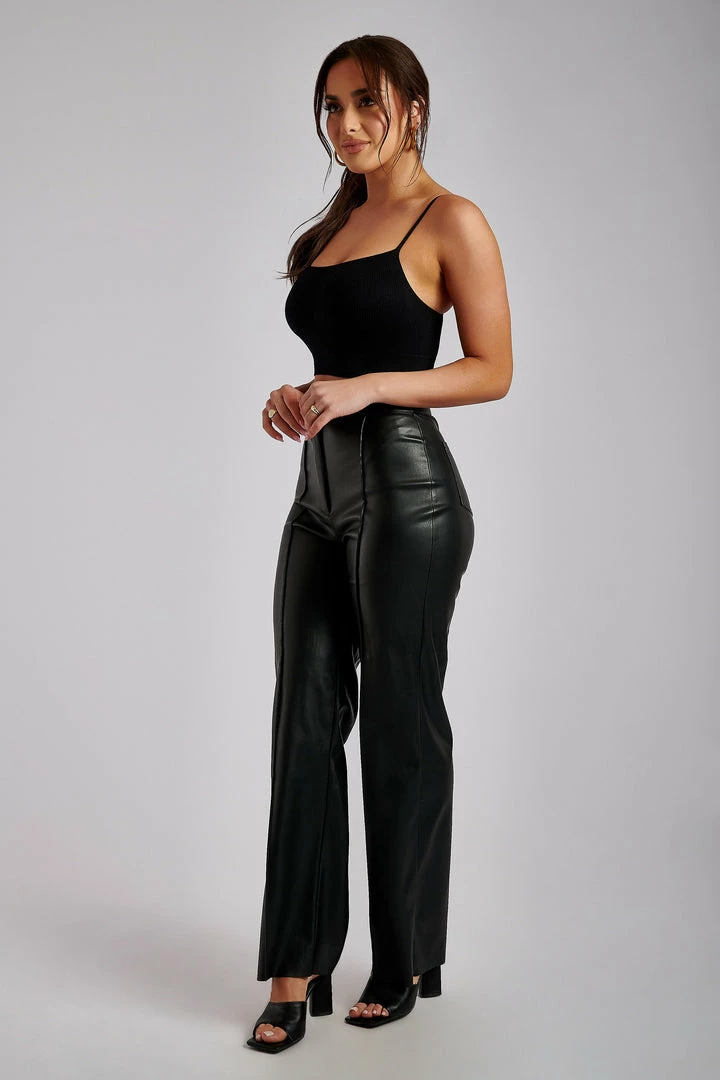WNT Two Piece Sets Scout Faux Leather Piped Pants - Black 5 WNT Two Piece Sets Scout Faux Leather Piped Pants - Black
