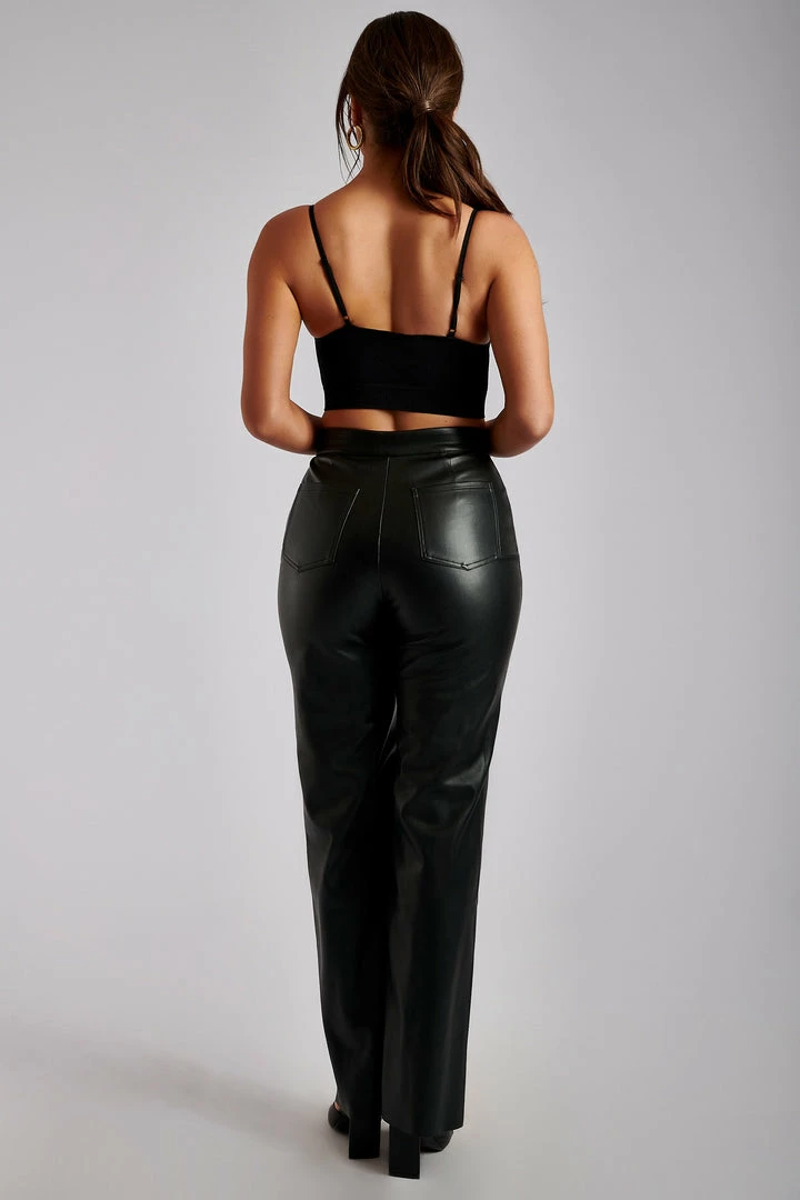 WNT Two Piece Sets Scout Faux Leather Piped Pants - Black 2 WNT Two Piece Sets Scout Faux Leather Piped Pants - Black