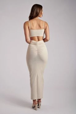 ROM Two Piece Sets Jordan Ruched Front V Front Top - Stone