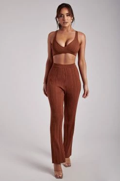 EMS Deanna Wide Leg Knitted Pants - Toffee Two Piece Sets