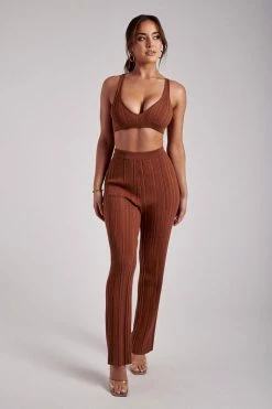 EMS Deanna Wide Leg Knitted Pants - Toffee Two Piece Sets