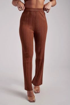 EMS Deanna Wide Leg Knitted Pants - Toffee Two Piece Sets