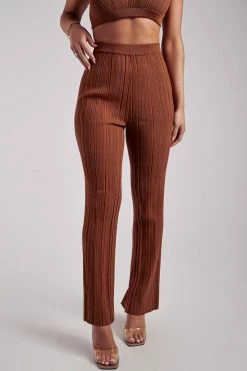 EMS Deanna Wide Leg Knitted Pants - Toffee Two Piece Sets
