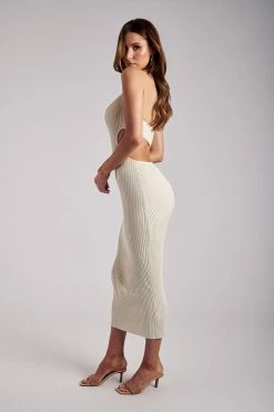 EMS Morgan Halter Knit Midi Dress - Cream DRESSES