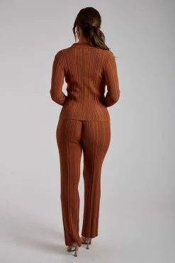 EMS All Tops Tara Knit Button Down Cardigan - Toffee