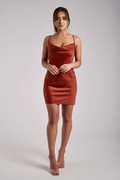 WNT Victoria Cowl Neck Mini Dress - Copper