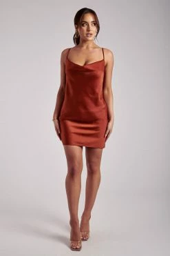 WNT Victoria Cowl Neck Mini Dress - Copper