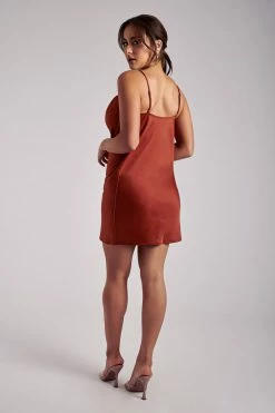 WNT Victoria Cowl Neck Mini Dress - Copper