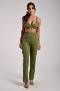 EMS Two Piece Sets Deanna Wide Leg Knitted Pants - Green