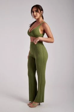 EMS Two Piece Sets Deanna Wide Leg Knitted Pants - Green