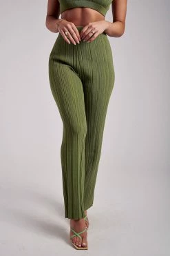 EMS Two Piece Sets Deanna Wide Leg Knitted Pants - Green