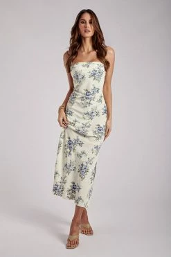 WNT DRESSES Sydney Straight Neck Slip Maxi Dress - Floral Print