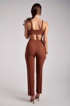 EMS Jillian Ribbed Super Crop Knitted Bralette - Toffee