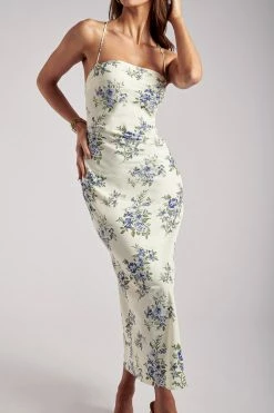 WNT DRESSES Sydney Straight Neck Slip Maxi Dress - Floral Print