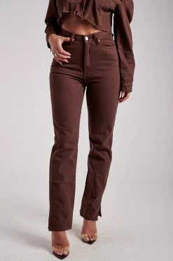 EMS Pia Split Side Wide Leg Jean - Chocolate All Bottoms