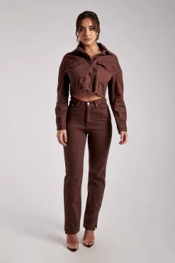 EMS Pia Split Side Wide Leg Jean - Chocolate All Bottoms