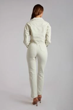 MESHKI U.S Kasey Cropped Denim Jacket - Ecru