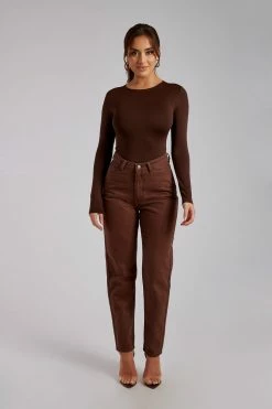 EMS All Bottoms Millicent Plain Rigid Mom Jeans - Chocolate