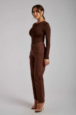EMS All Bottoms Millicent Plain Rigid Mom Jeans - Chocolate