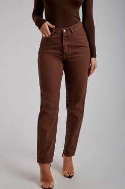 EMS All Bottoms Millicent Plain Rigid Mom Jeans - Chocolate