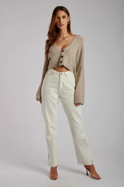 SKY Megan Wide Sleeve Cropped Knit Cardigan - Stone Enchanted Garden