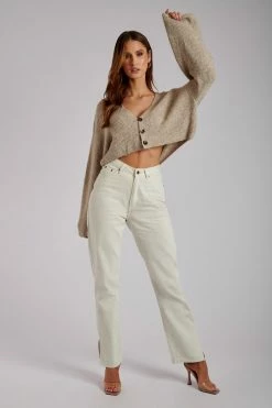 SKY Megan Wide Sleeve Cropped Knit Cardigan - Stone Enchanted Garden