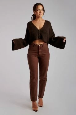 SKY Enchanted Garden Megan Wide Sleeve Cropped Knit Cardigan - Chocolate 13 SKY Enchanted Garden Megan Wide Sleeve Cropped Knit Cardigan - Chocolate