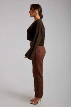 SKY Enchanted Garden Megan Wide Sleeve Cropped Knit Cardigan - Chocolate 21 SKY Enchanted Garden Megan Wide Sleeve Cropped Knit Cardigan - Chocolate