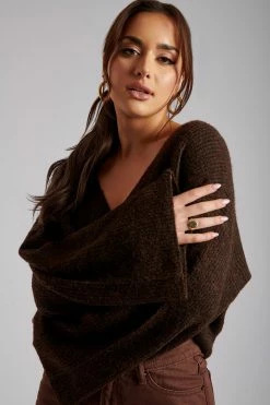 SKY Enchanted Garden Megan Wide Sleeve Cropped Knit Cardigan - Chocolate 18 SKY Enchanted Garden Megan Wide Sleeve Cropped Knit Cardigan - Chocolate