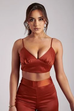 WNT Ashley Satin Crop Top - Copper All Tops
