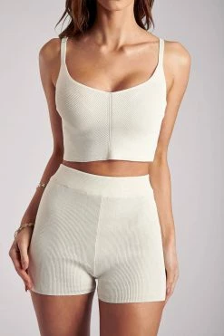 EMS All Tops Alisha Ribbed Crop Top - Rosewater