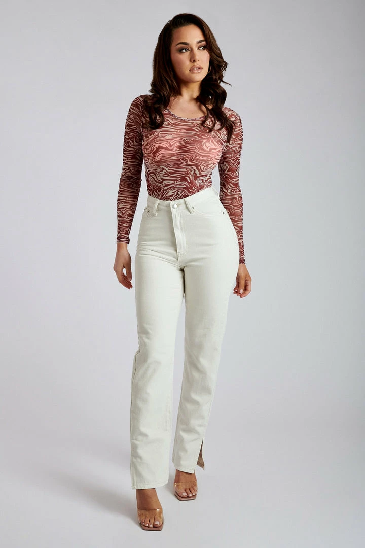 EMS Pia Split Side Wide Leg Jean - Ecru All Bottoms 2 EMS Pia Split Side Wide Leg Jean - Ecru All Bottoms