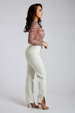 EMS Pia Split Side Wide Leg Jean - Ecru All Bottoms 17 EMS Pia Split Side Wide Leg Jean - Ecru All Bottoms