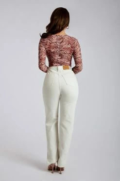 ROM Bonnie Mesh Long Sleeve Bodysuit - Wine Retrograde All Tops