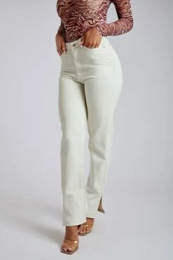 EMS Pia Split Side Wide Leg Jean - Ecru All Bottoms 11 EMS Pia Split Side Wide Leg Jean - Ecru All Bottoms
