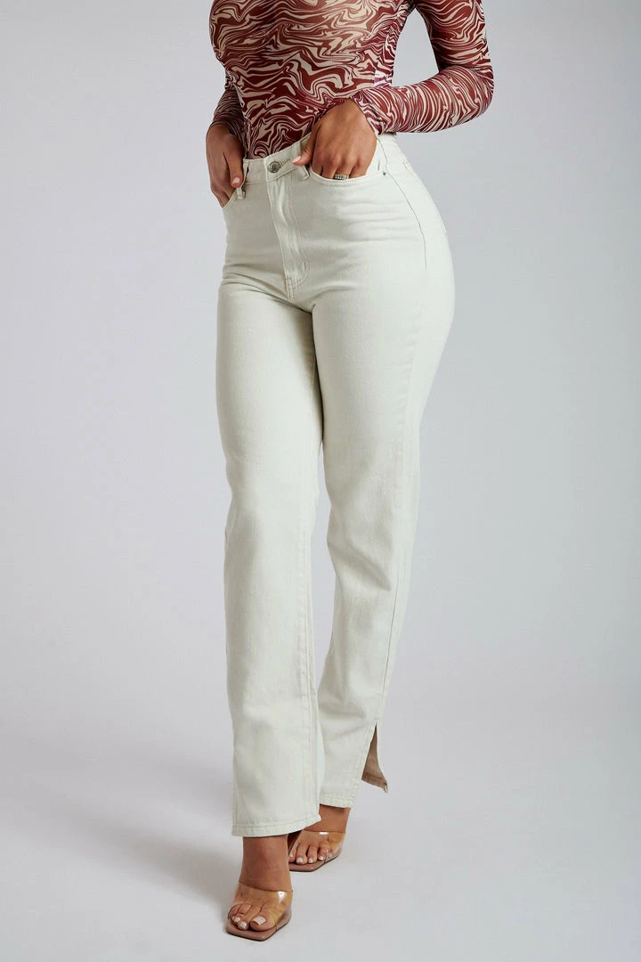 EMS Pia Split Side Wide Leg Jean - Ecru All Bottoms 3 EMS Pia Split Side Wide Leg Jean - Ecru All Bottoms