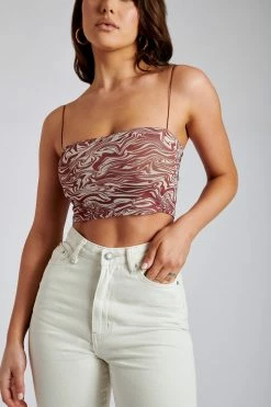 ROM Yvonne Mesh Crop - Wine Retrograde All Tops