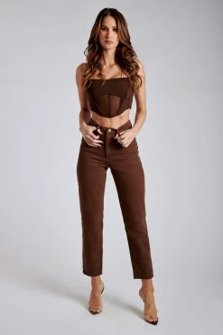 WDN Jada Mesh Corset Bustier - Chocolate