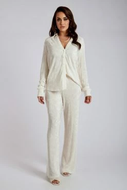 WNT Two Piece Sets Yara Pleated Satin Shirt - Tofu