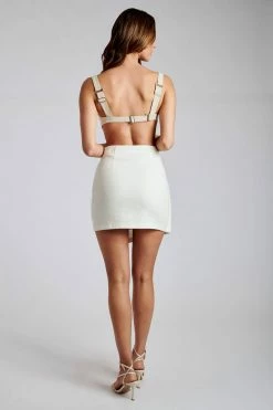 ROM Tala Asymmetrical Linen Mini Skirt - White Two Piece Sets