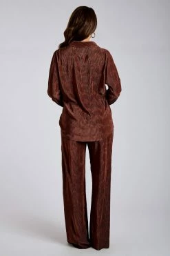 WNT Aytan Pleated Wide Leg Trouser - Chocolate Two Piece Sets