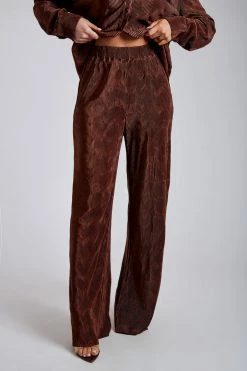 WNT Aytan Pleated Wide Leg Trouser - Chocolate Two Piece Sets