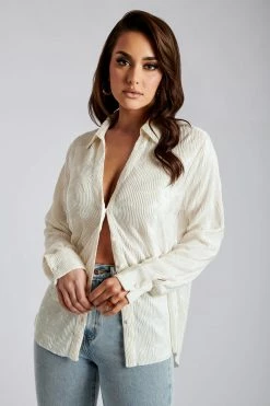 WNT Two Piece Sets Yara Pleated Satin Shirt - Tofu