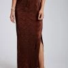 WNT Zarsa Pleated Satin Maxi Skirt - Chocolate All Bottoms