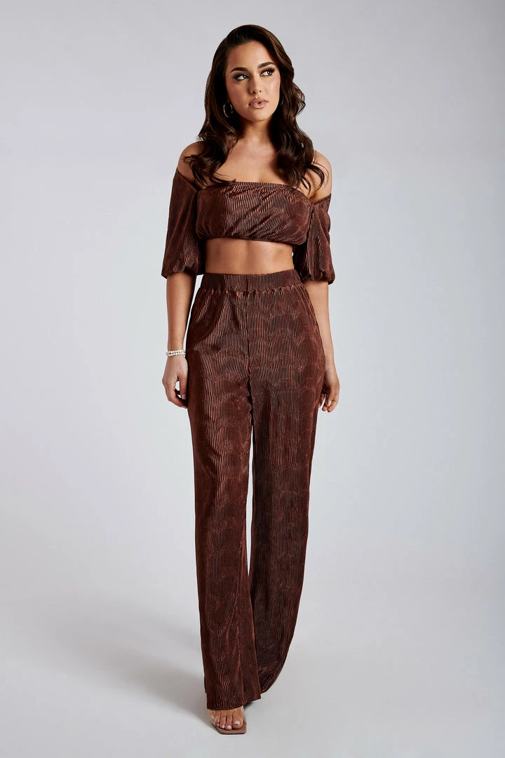 WNT Zarsa Pleated Satin Maxi Skirt - Chocolate All Bottoms 9 WNT Zarsa Pleated Satin Maxi Skirt - Chocolate All Bottoms