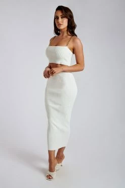 EMS Rosana Ribbed Knit Crop Top - White