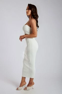 EMS Rosana Ribbed Knit Midi Skirt - White Two Piece Sets