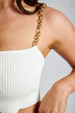 EMS Rosana Ribbed Knit Crop Top - White