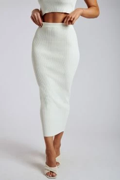 EMS Rosana Ribbed Knit Midi Skirt - White Two Piece Sets